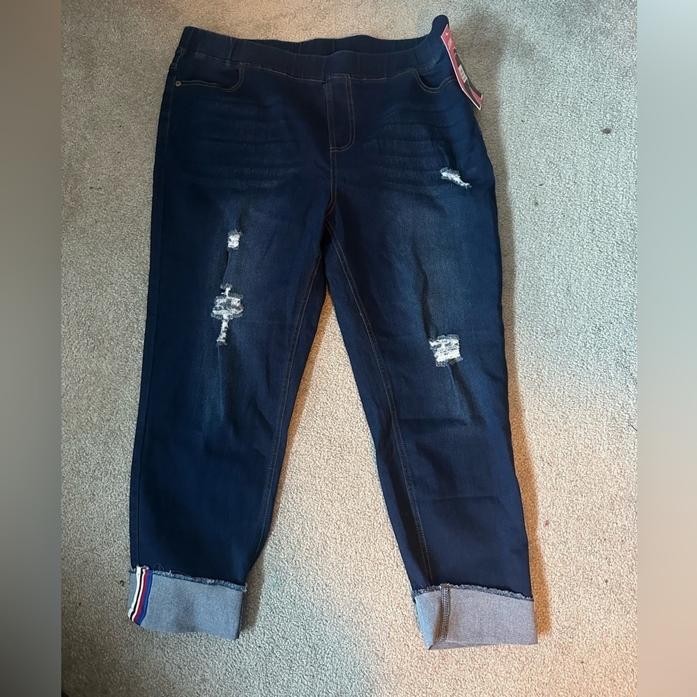 New Jvini Ponte Pants Womens Size 3XL Blue Elastic Waist Super Stretch